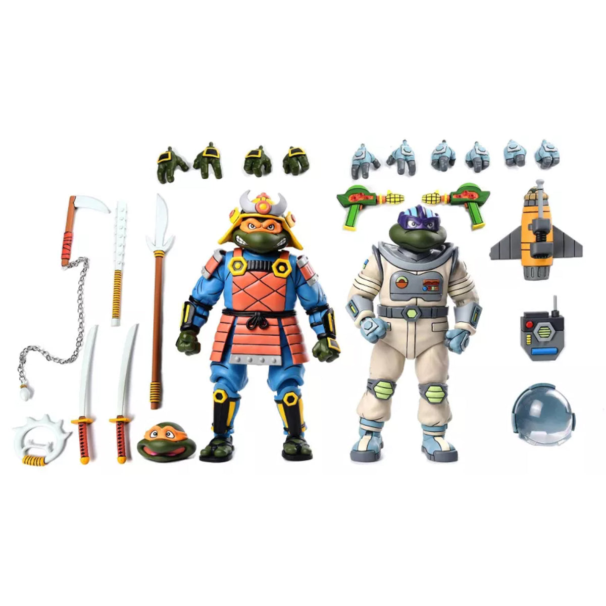 NECA TMNT Cartoon Space Adventure & Samurai Turtles EXCLUSIVA