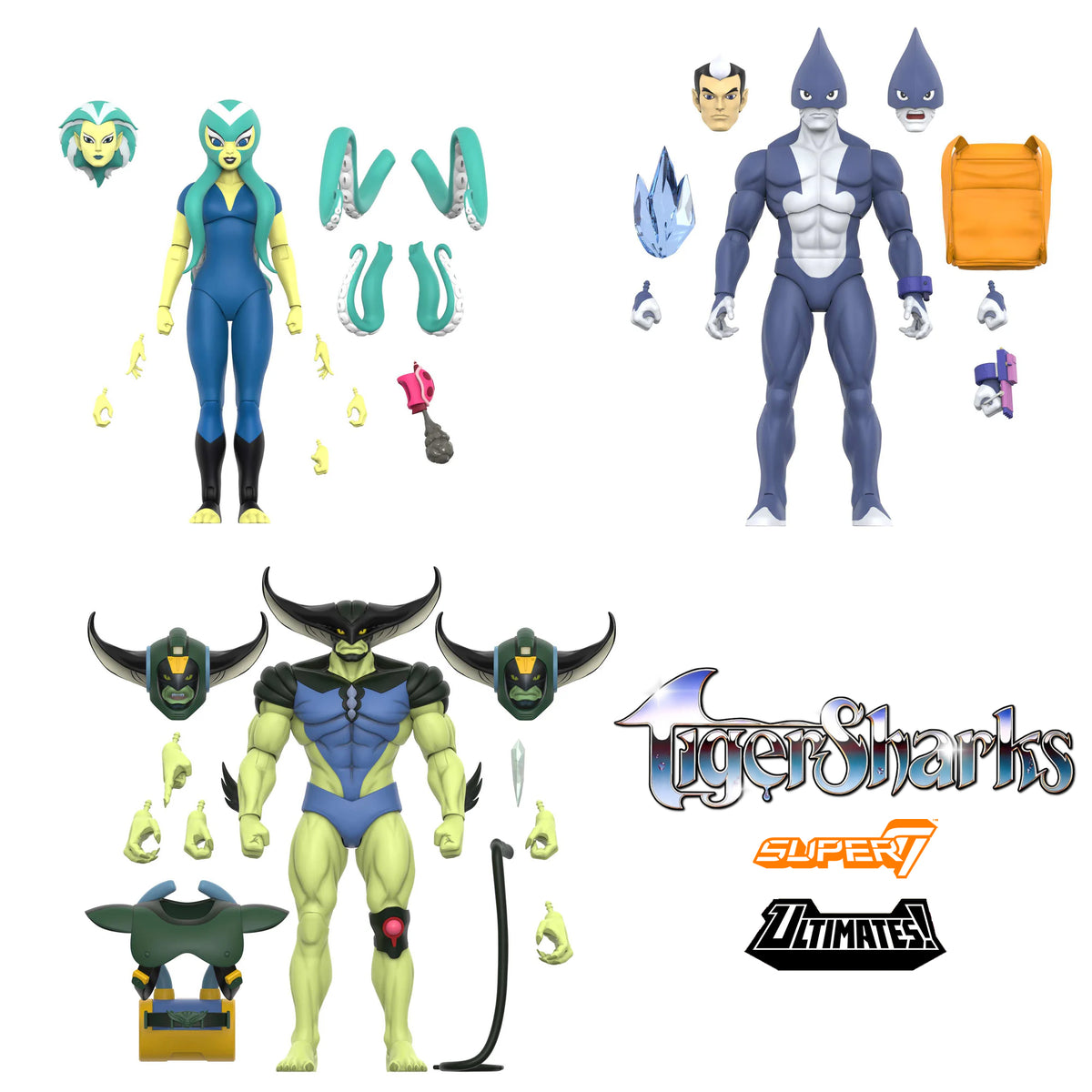Super7 Ultimates TigerSharks Wave 1 (Mako/Octavia/T-Ray)